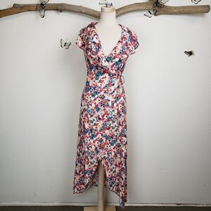 Gia Monte Floral Wrap Midi Dress - Pink Multi Size XS/Small